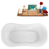 60" Streamline N900ORB-WH Clawfoot Tub and Tray With External Drain