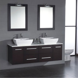 Contemporary 63 inch Solid Wood Double Sink Vanity Set - Bathroom Vanities And Sink Consoles