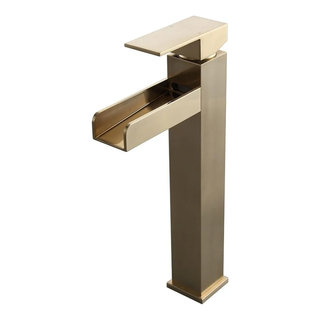 Contemporary Single Handle Waterfall Spout Bathroom Vessel Sink Faucet ...