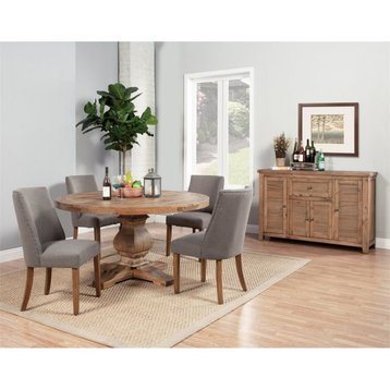 Alpine Furniture Kensington Round Pine Wood Dining Table in Reclaimed Natural