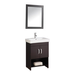 24 inch Single Sink Espresso Bathroom Vanity Iintegrated Ceramic Basin - Bathroom Vanities And Sink Consoles