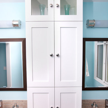 Refreshing Blue & White Master Bathroom Remodel in Torrance, CA.