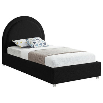 Maklaine Contemporary designed Black Finished Fabric Twin Bed
