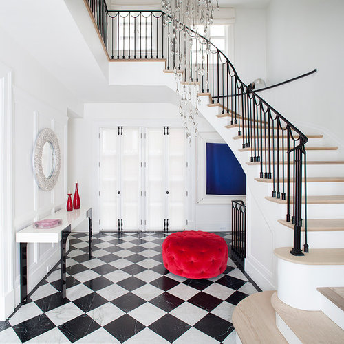 Contemporary Black And White Floor Entryway Ideas &amp; Design Photos | Houzz