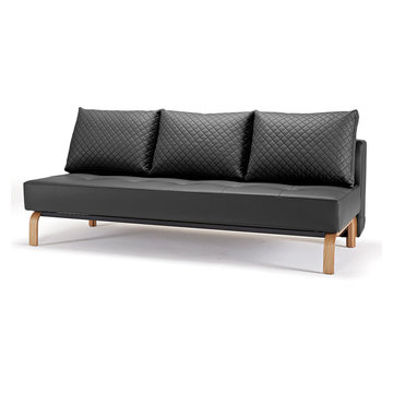 Innovation USA | Sly Deluxe Q Black Leather Sofa Bed -$1650.50