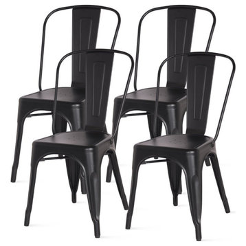New Pacific Direct Metropolis 17.5" Metal Side Chair in Black (Set of 4)