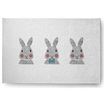 4' x 6' Bunny Triplets Easter Chenille Indoor/Outdoor Rug