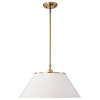 Dover 3-Light Large Pendant, White With Vintage Brass