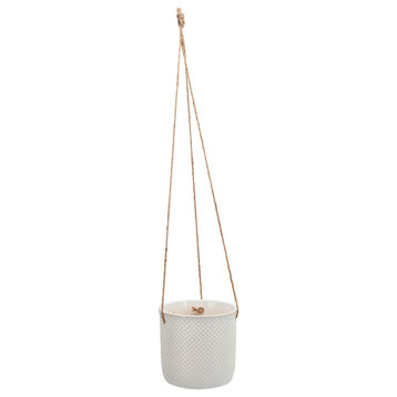 7", Dotted Hanging Planter, White