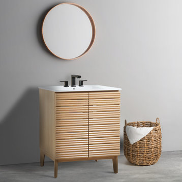 30" Modern Farmhouse 2-Shelf Bath Vanity Cabinet Only (Sink Basin not Included)