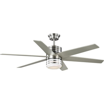 56" 6-Blade DC Motor Contemporary Ceiling Fan, Brushed Nickel