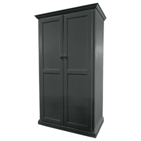Modern Computer Armoire Desk, Iron Ore