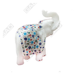 ELEPHANT TRUMPING PURE MARBLE STATUE - Home Accessories & Decor