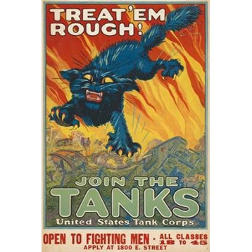 Treat em Rough - Join the Tanks  1917 Poster Print by August Hutaf (12 x 18)