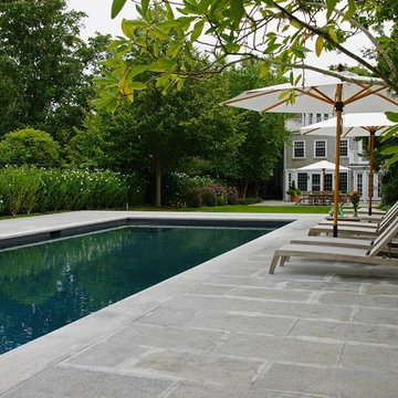 Black Pearl Pebble Tec w/ Vermont Grey Granite Surround