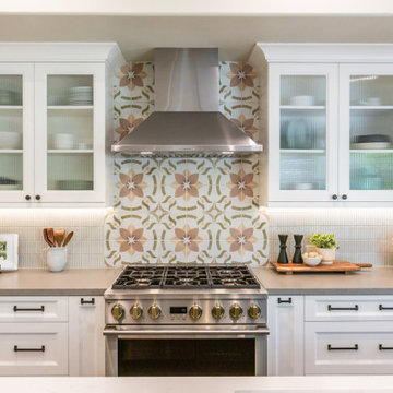 San Diego Kitchen Symmetrical Range Wall with Floral Tile