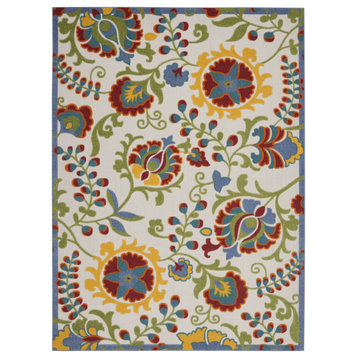 7' X 10' Ivory/Multi Floral Indoor Outdoor Area Rug