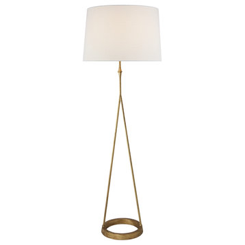 Dauphine Floor Lamp in Gilded Iron with Linen Shade
