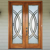 Front Door - Demi Circle - Hickory - 36" x 80" - Knob on Right - Pull Open
