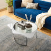 Inspired Home Xayden Coffee Table, Mirrored Top, Chrome