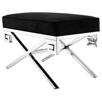 Silver Velvet Stool | Eichholtz Okura, black, 29"W x 16"D x 18"H