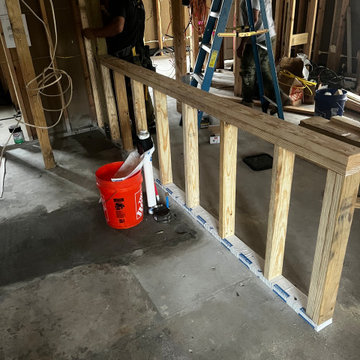 New knee wall installed in kitchen