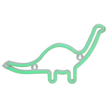 26" Green Brontosaurus LED Lighted Neon Dinosaur Window Silhouette Sign