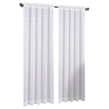 54"x96" Madeline Set of 2 Sheer Curtain Panels, Off White