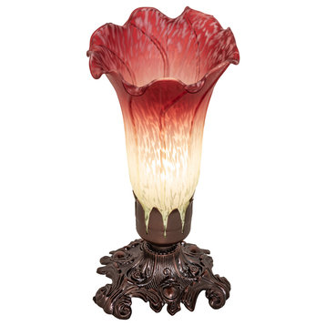 8 High Seafoam/Cranberry Pond Lily Victorian Mini Lamp