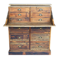 Salvaged Pine Secretary Chest - Home Office Accessories