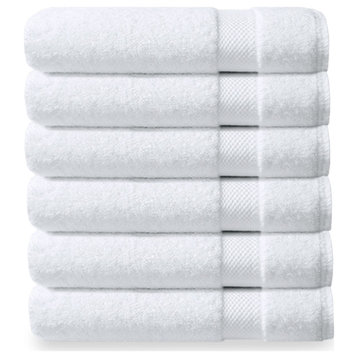 Delara 100% Organic Cotton Plush Wash Cloths, Set of 6, 13"x13", White