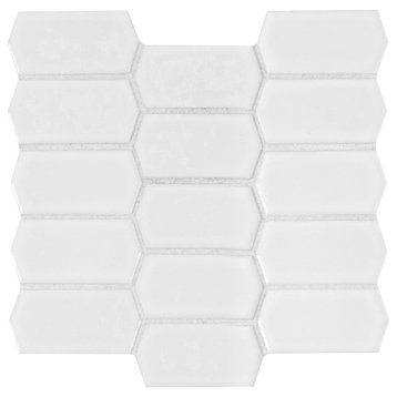 MSI SMOT-PT-RET-PKT 14" x 10-3/4" Linear Hexagon Mosaic Sheet - - Bianco