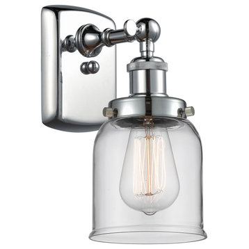Small Bell 1-Light Sconce, Polished Chrome, Clear