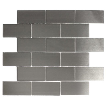 Enchanted Metals 2 in x 4 in Stainless Steel Brick Mosaic in Silver