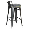 Metropolis Low Back Bar/ Counter Stool, Set of 4, Vintage Black, Counter Stool, Faux Leather