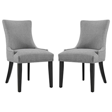 Marquis Parsons Dining Side Chairs Upholstered Fabric Set of 2, Light Gray