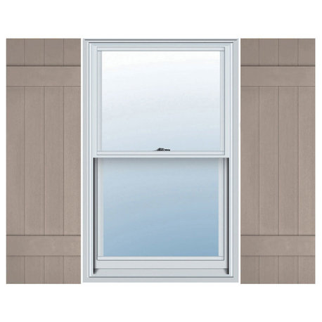 Lifetime Vinyl Standard 4-Board Joined Board-n-Batten Shutters, Clay