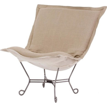 HOWARD ELLIOTT Pouf Chair Natural White Linen