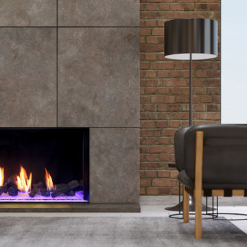 Single-Sided Barrier Glass Plaza Fireplaces