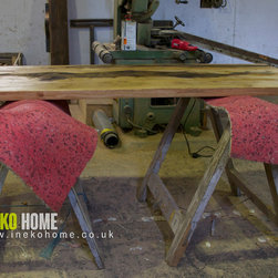 Waney Oak wood Industrial 6 Seater Table - Dining Tables