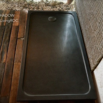 BLACK GRANITE SHOWER BASE 60"x34" -QUASAR SHADOW