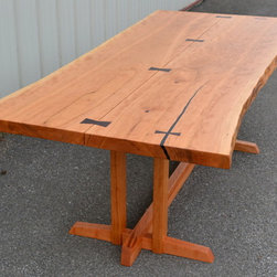 Live Edge Cherry Dining Table With Nakashima Style Base - Dining Tables