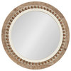 Maddigan Wood Framed Wall Mirror, Rustic Brown/White 28" Diameter