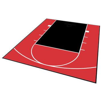 Outdoor Basketball Half Court Kit 20'x24', Black/Red
