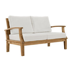 Marina Outdoor Premium Grade A Teak Wood Loveseat, Natural White