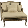 DOVETAIL MADELEINE Chaise Antiqued Linen Upholstery Cane Back and