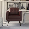 Kenneth Mid Century Modern Arm Chair, Burgundy Red