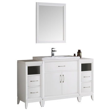 Fresca Cambridge 54" White Traditional Bathroom Vanity With Mirror
