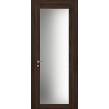 French Interior Door 32 x 80 Frosted Glass & Frames | Planum 2102 Chocolate Ash