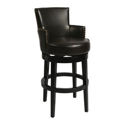 Impacterra - Zedar 29 3/4" Bonded Brown Leather Swivel Barstool - Bar Stools And Counter Stools